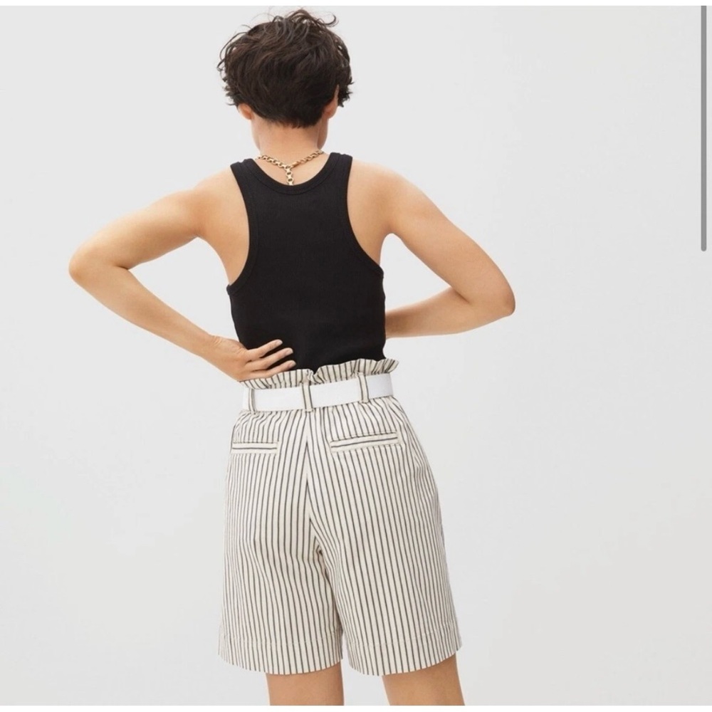 Everlane Paperbag Bermuda Shorts XS Organic Cotton Striped Beach Vacation - Picture 2 of 10